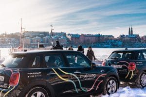 Image of My Driving Academy car in the snow in Stockholm