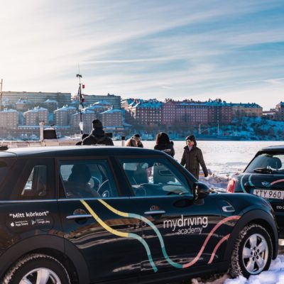 Image of My Driving Academy car in the snow in Stockholm